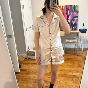 Silk Pajama Shirt and Short Set